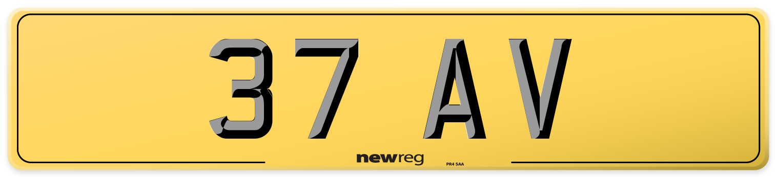 37 AV Rear Number Plate