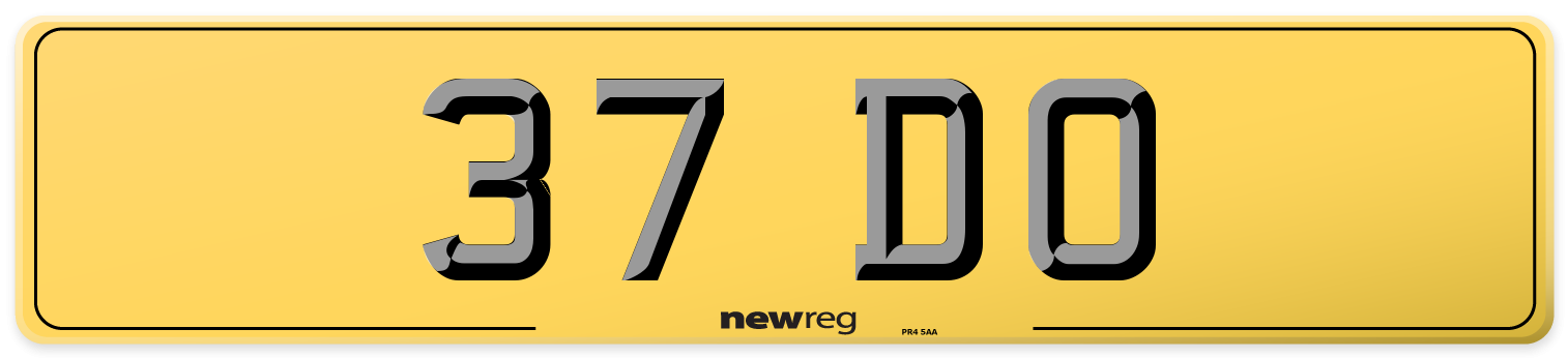 37 DO Rear Number Plate