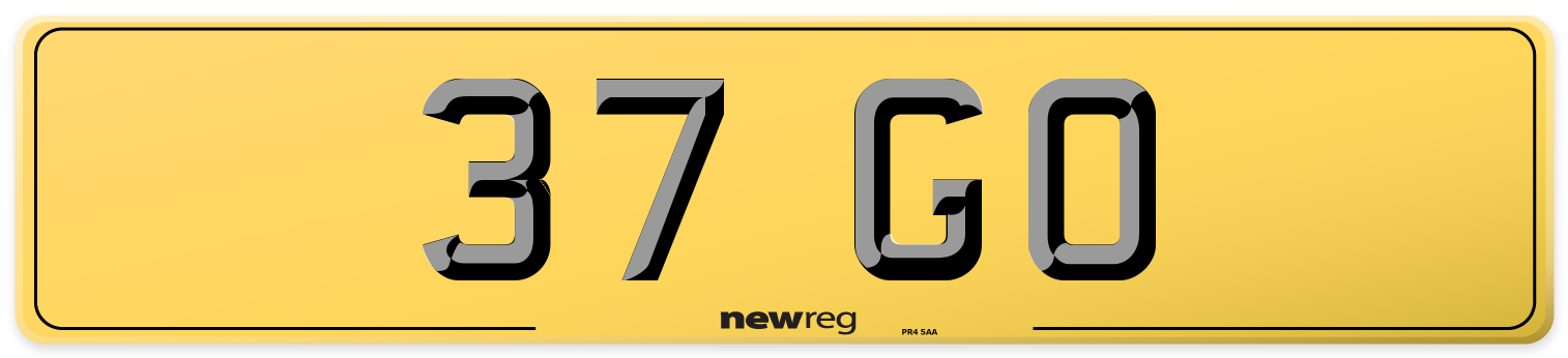 37 GO Rear Number Plate