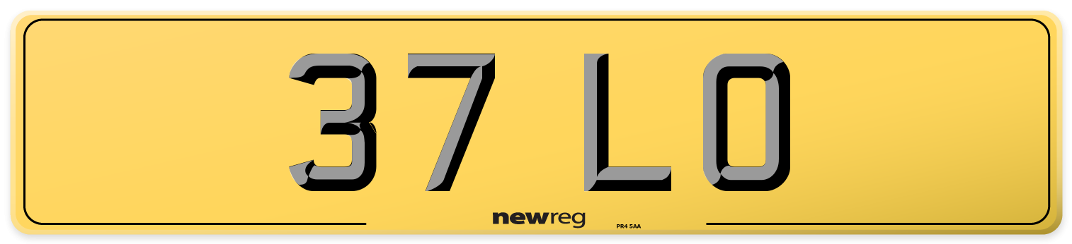 37 LO Rear Number Plate