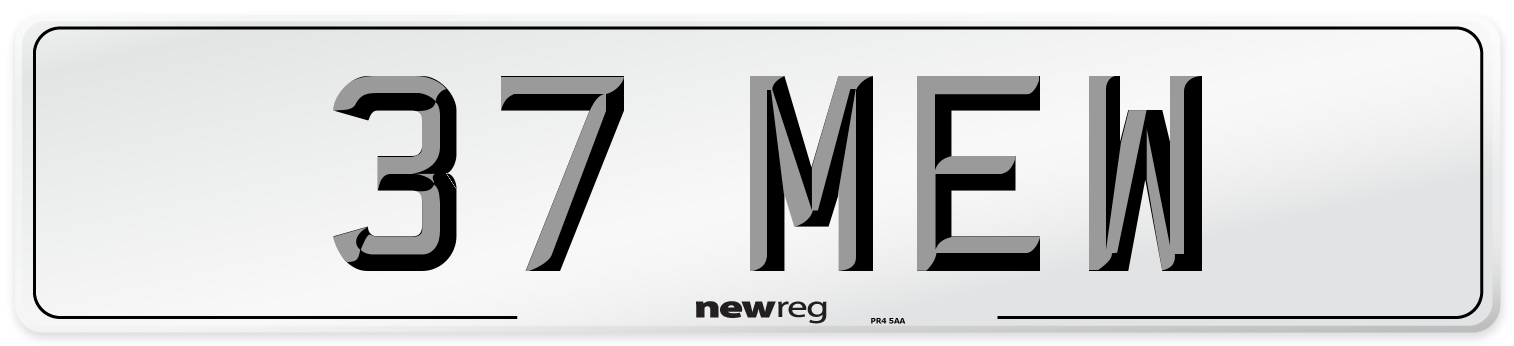 37 MEW Front Number Plate