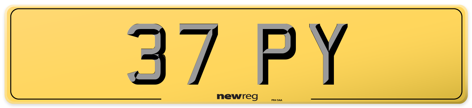 37 PY Rear Number Plate