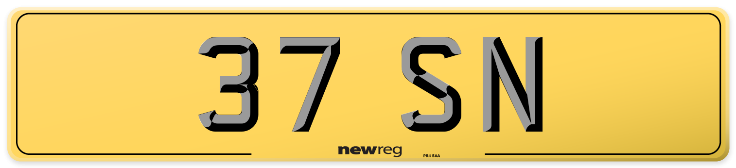 37 SN Rear Number Plate