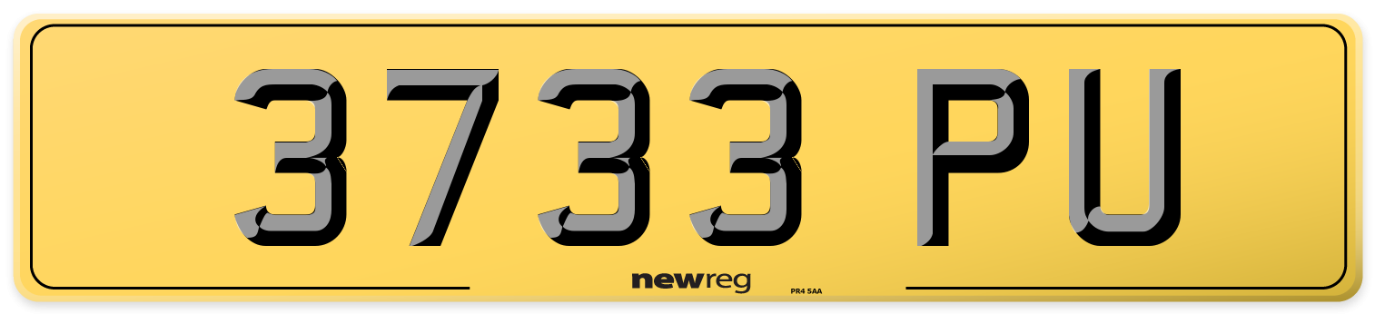 3733 PU Rear Number Plate