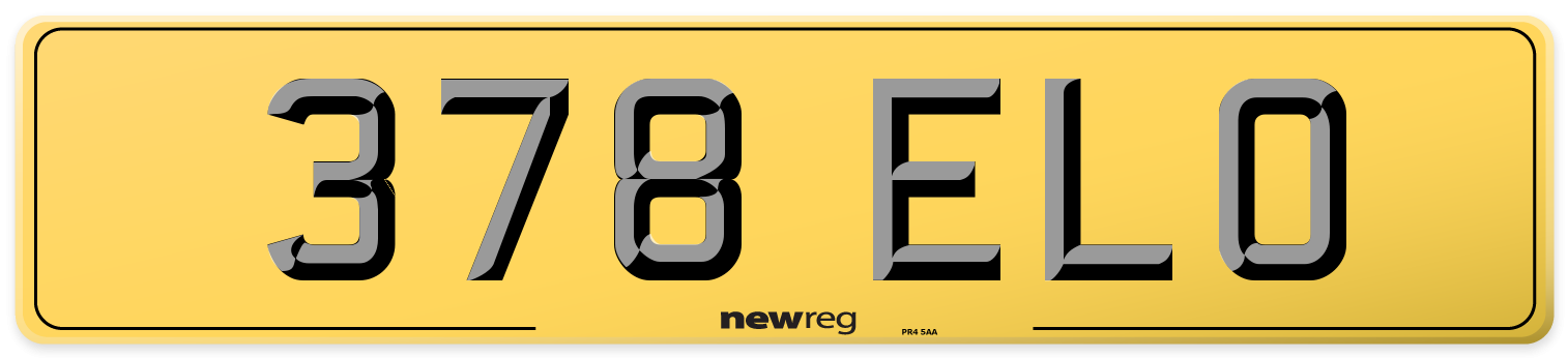 378 ELO Rear Number Plate