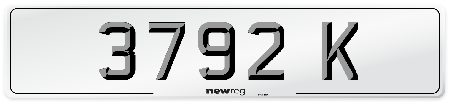 3792 K Front Number Plate