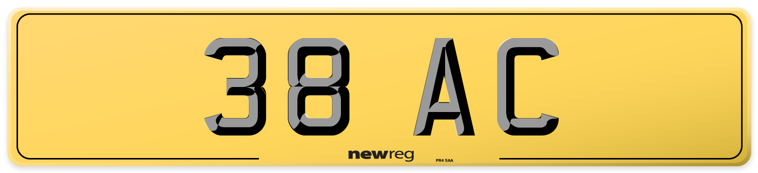 38 AC Rear Number Plate