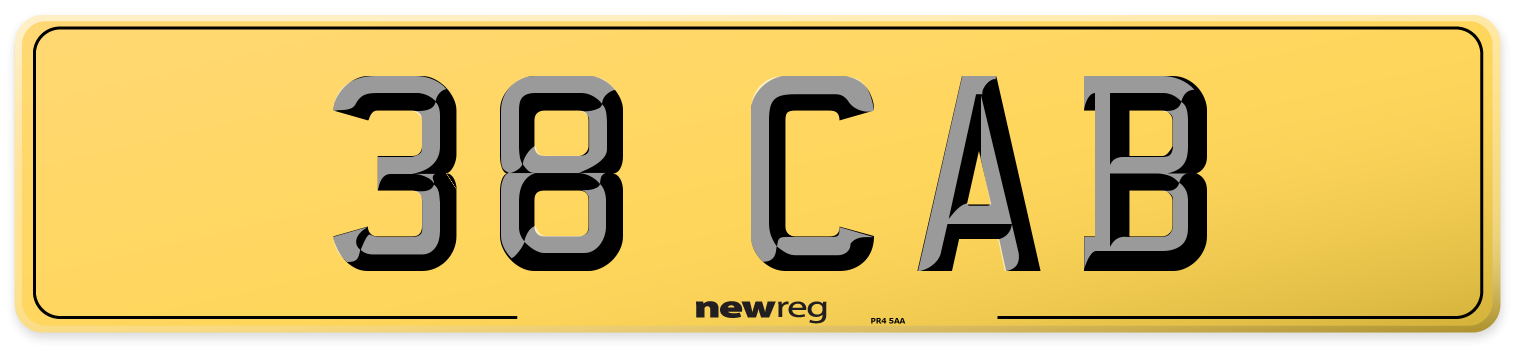 38 CAB Rear Number Plate