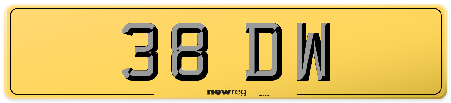 38 DW Rear Number Plate