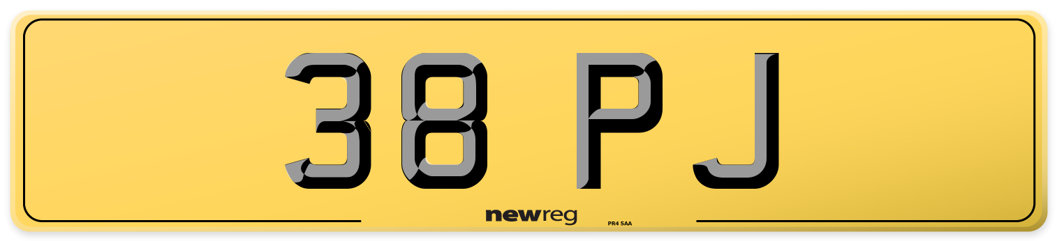 38 PJ Rear Number Plate