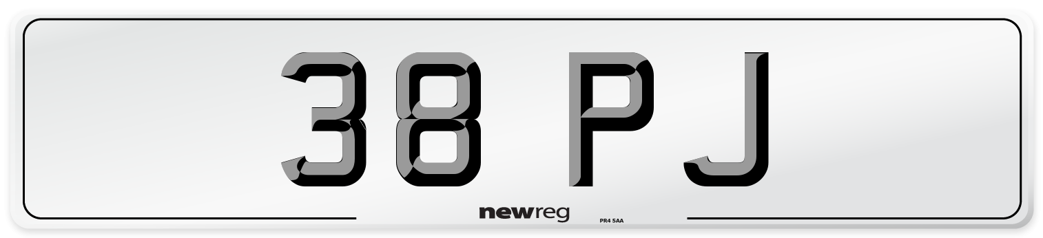 38 PJ Front Number Plate