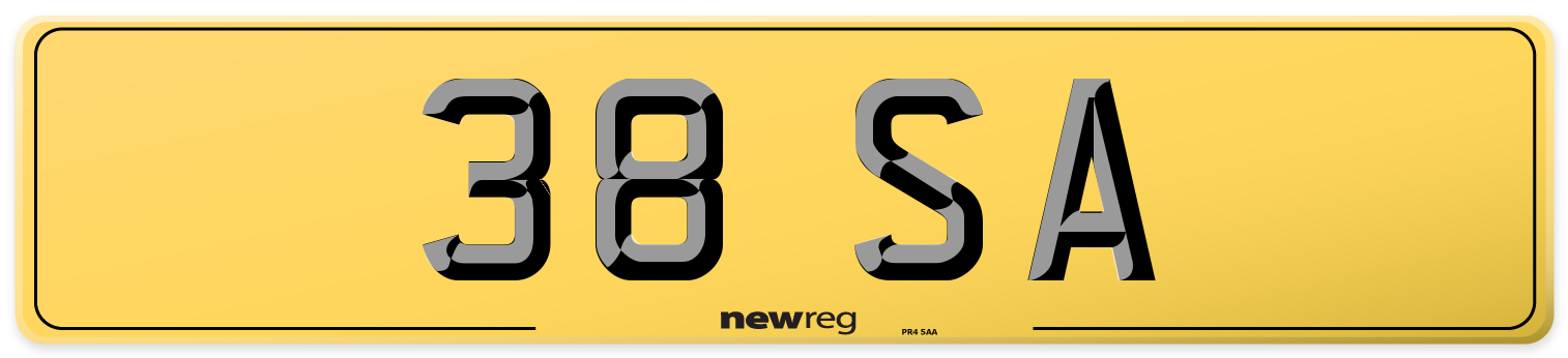 38 SA Rear Number Plate