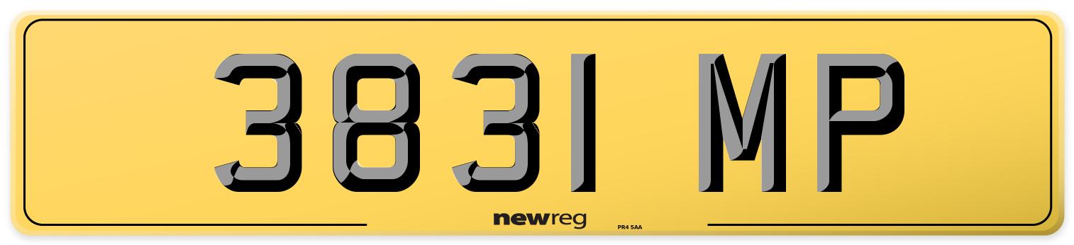 3831 MP Rear Number Plate