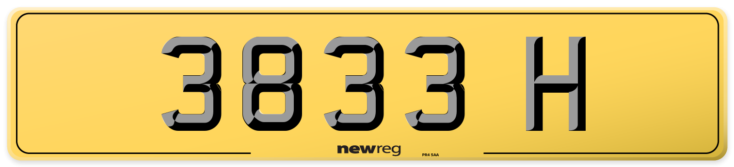 3833 H Rear Number Plate