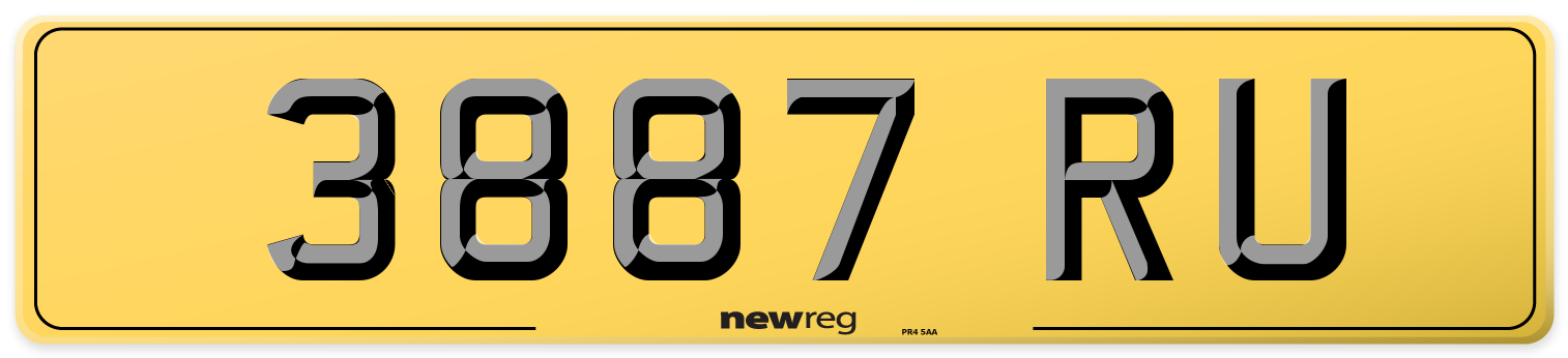 3887 RU Rear Number Plate