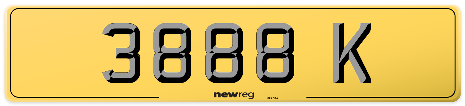 3888 K Rear Number Plate