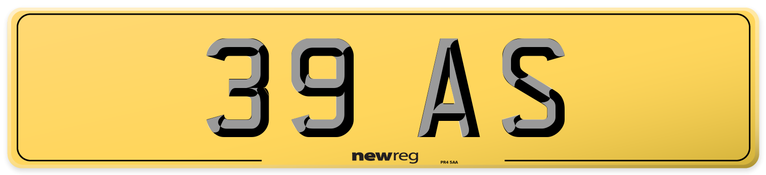 39 AS Rear Number Plate