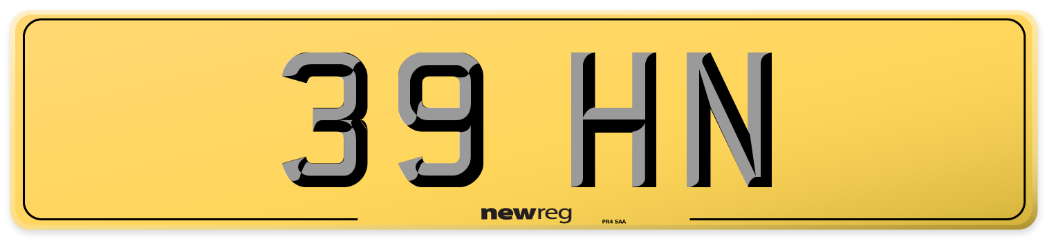 39 HN Rear Number Plate