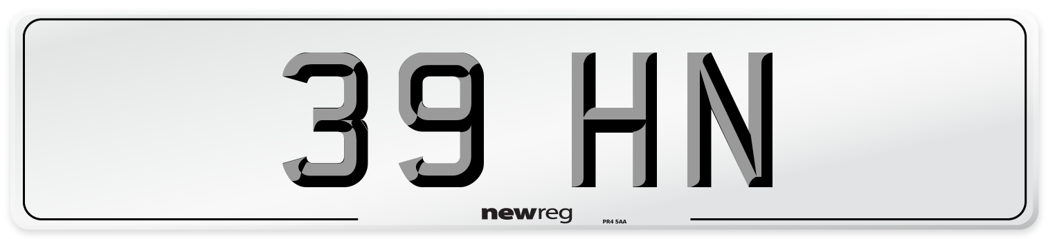 39 HN Front Number Plate