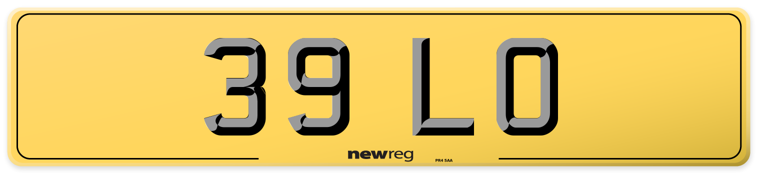 39 LO Rear Number Plate
