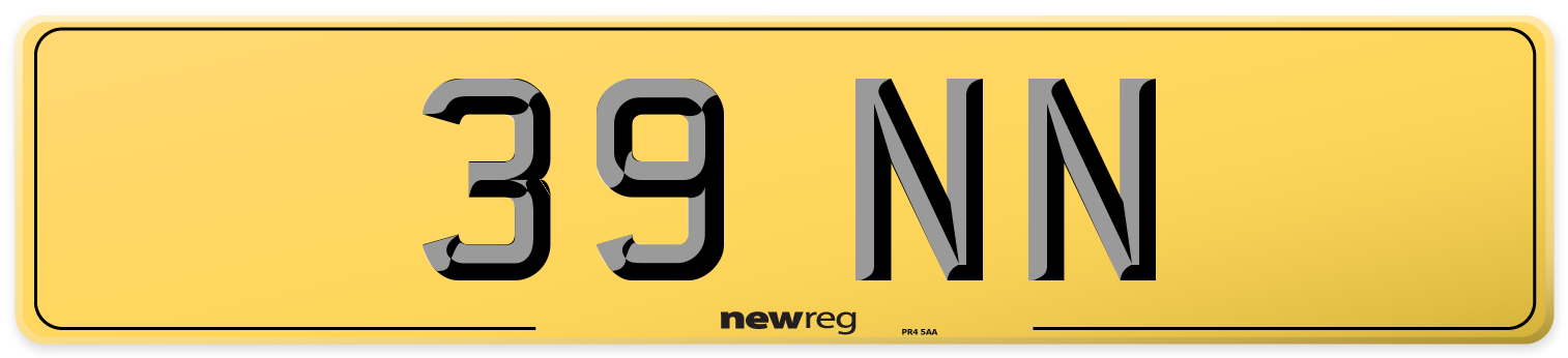 39 NN Rear Number Plate