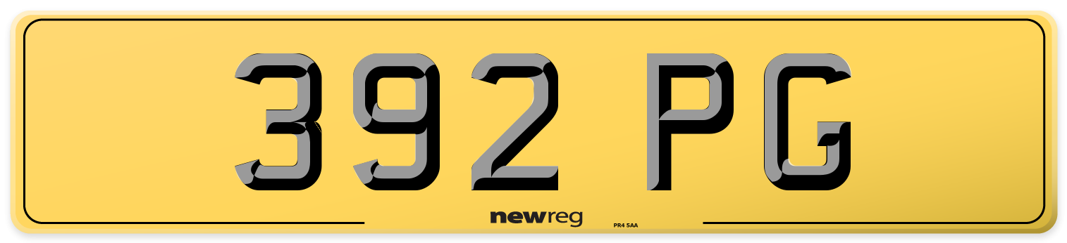392 PG Rear Number Plate
