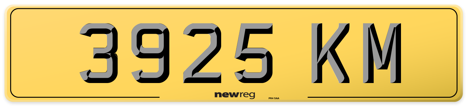 3925 KM Rear Number Plate