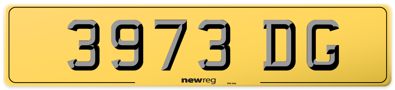 3973 DG Rear Number Plate