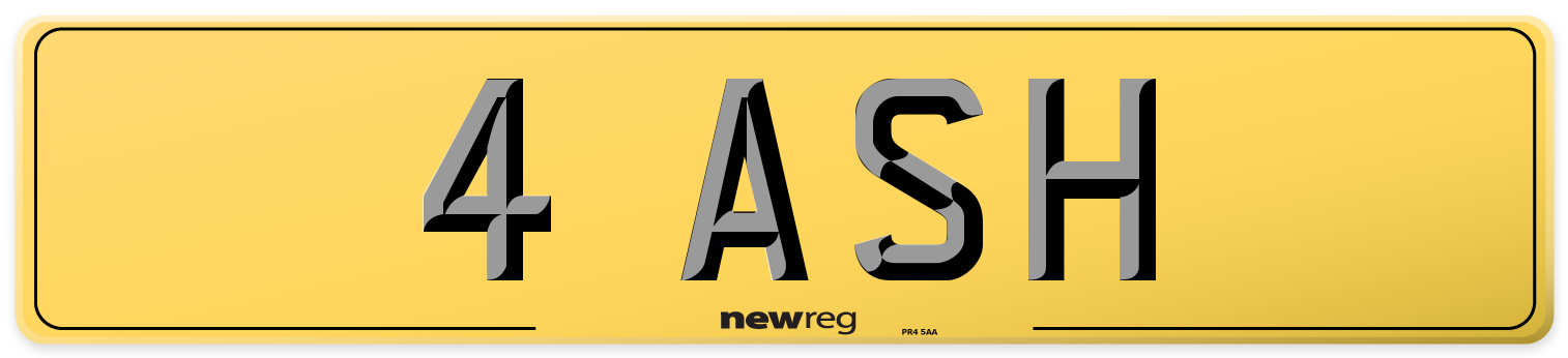 4 ASH Rear Number Plate