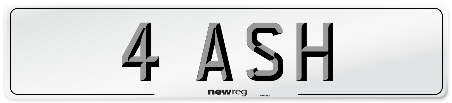 4 ASH Front Number Plate