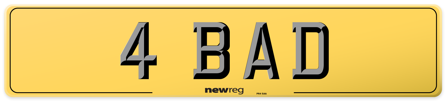 4 BAD Rear Number Plate