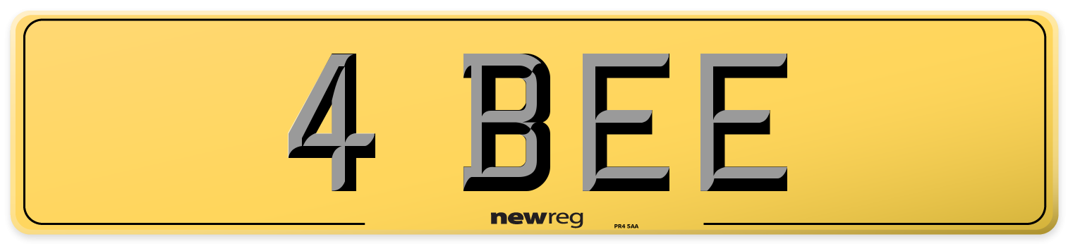 4 BEE Rear Number Plate
