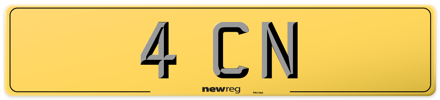 4 CN Rear Number Plate