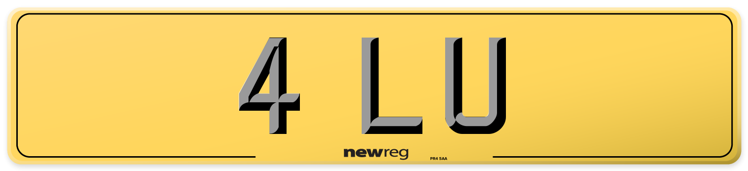4 LU Rear Number Plate