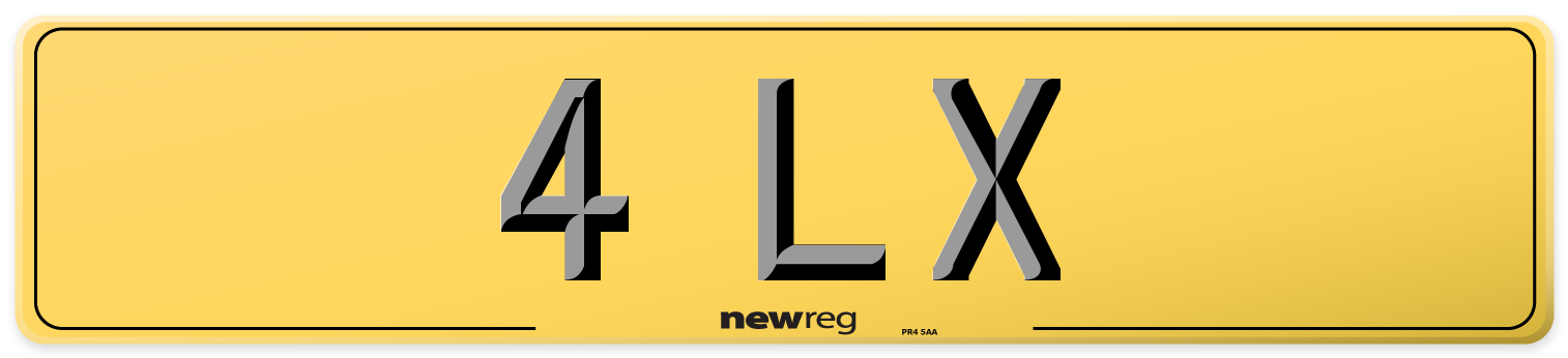 4 LX Rear Number Plate