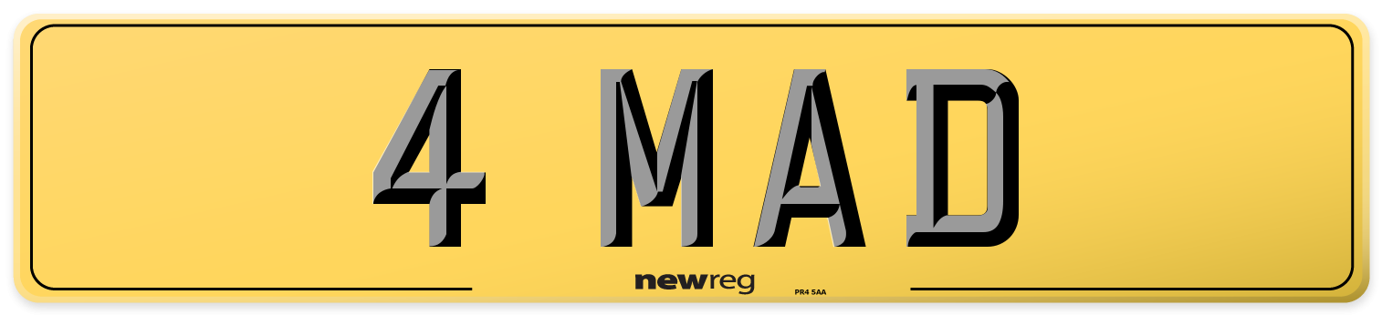 4 MAD Rear Number Plate