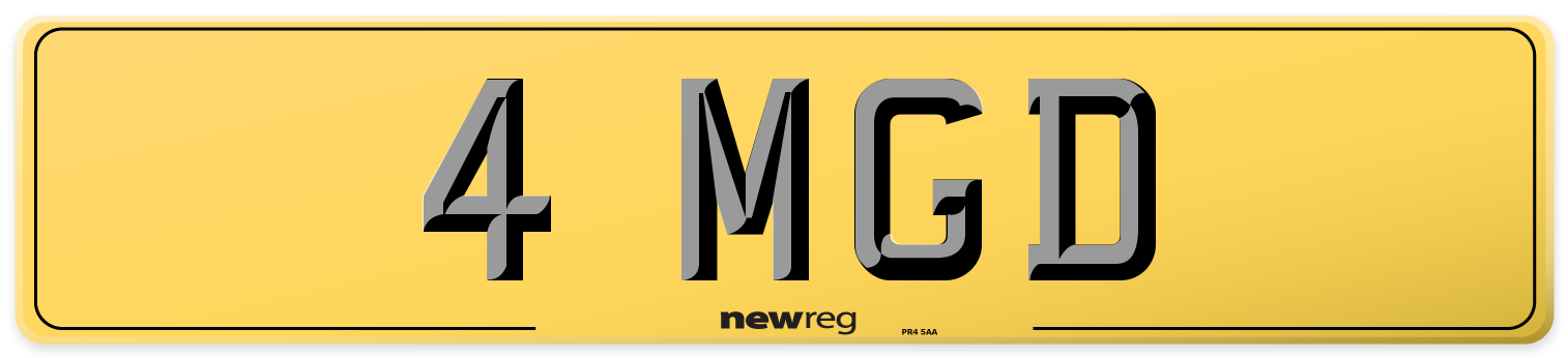 4 MGD Rear Number Plate