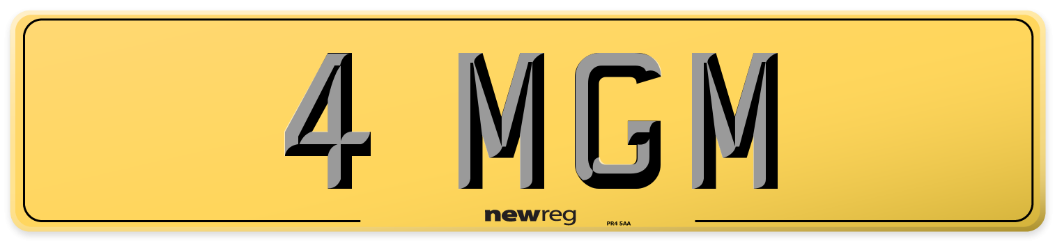 4 MGM Rear Number Plate