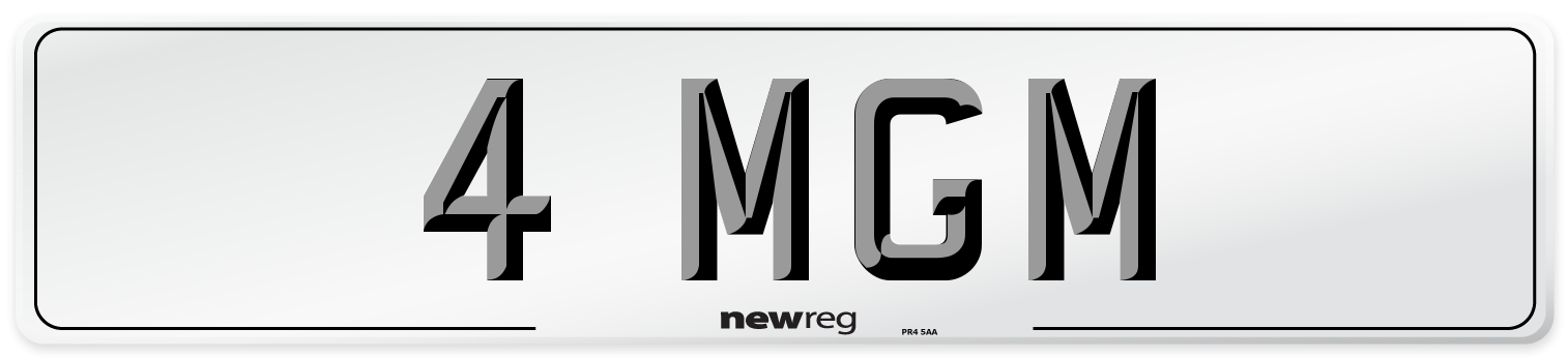 4 MGM Front Number Plate