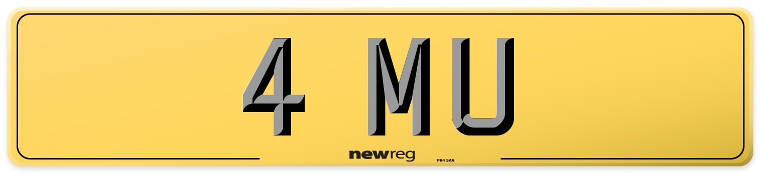 4 MU Rear Number Plate