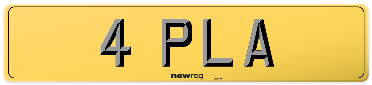 4 PLA Rear Number Plate