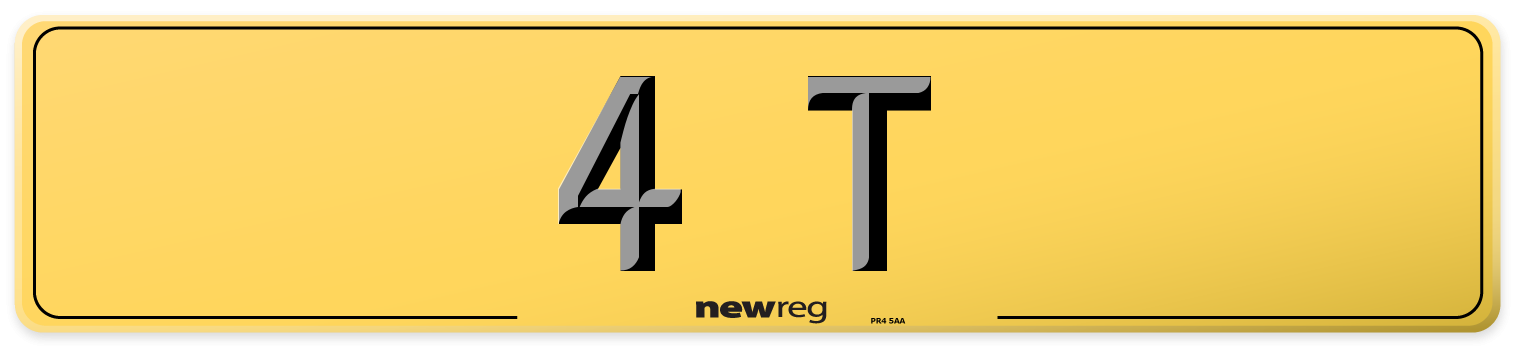 4 T Rear Number Plate