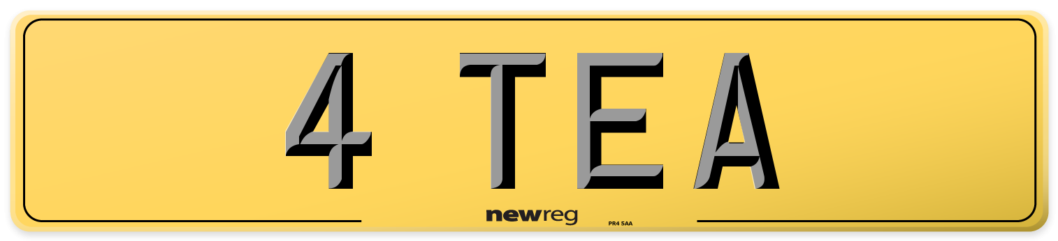 4 TEA Rear Number Plate