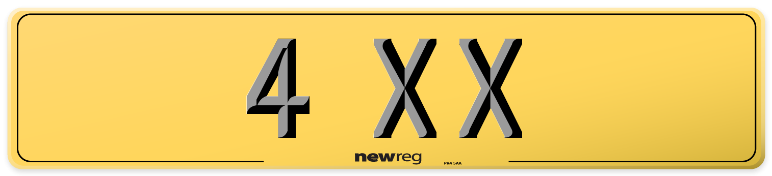 4 XX Rear Number Plate