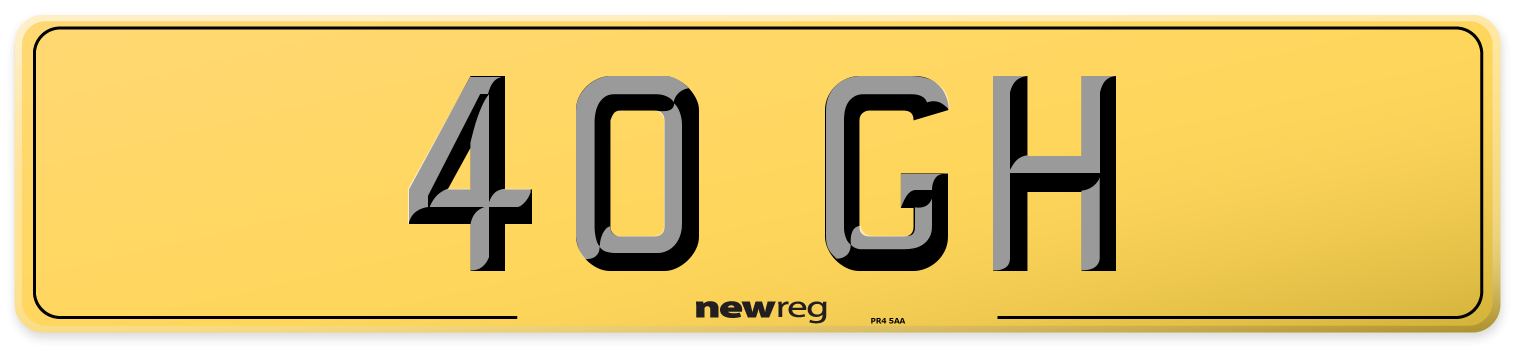 40 GH Rear Number Plate