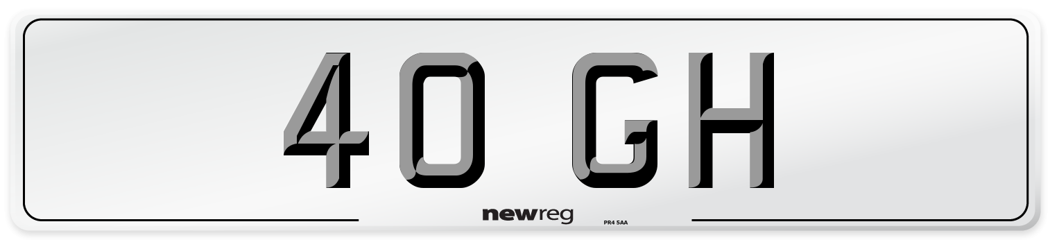 40 GH Front Number Plate