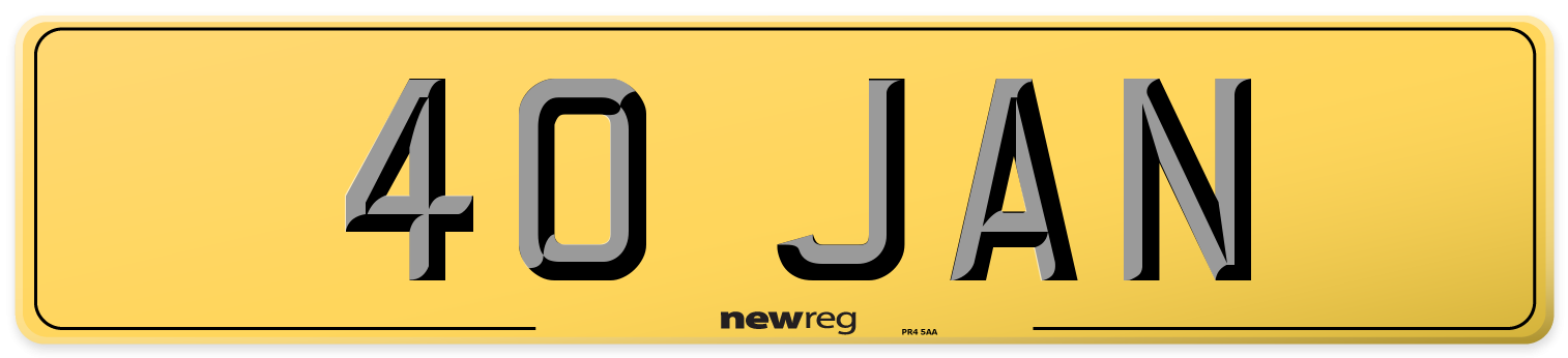 40 JAN Rear Number Plate