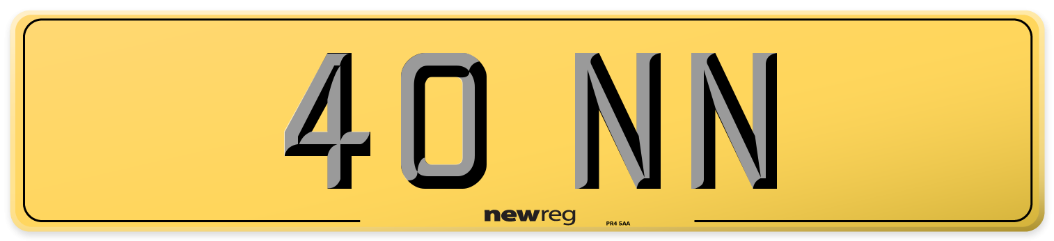 40 NN Rear Number Plate