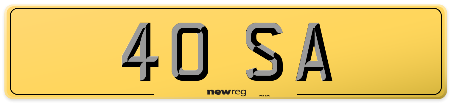 40 SA Rear Number Plate