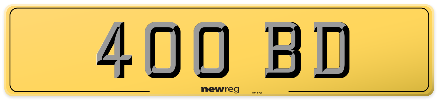 400 BD Rear Number Plate
